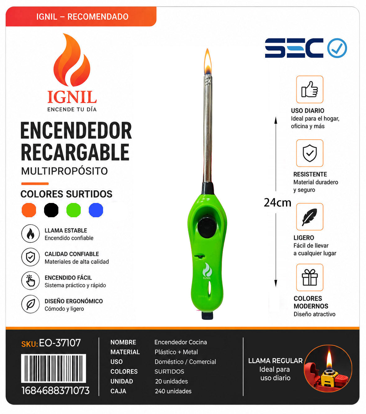 Encendedor de Cocina Multiusos con Mango Ergonómico 20X